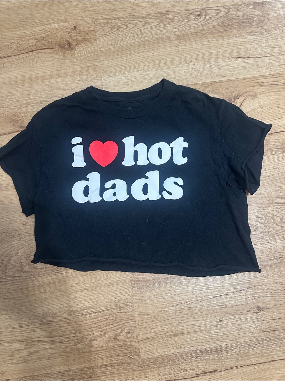 Women’s Black Graphic Crop Top with Heart Print